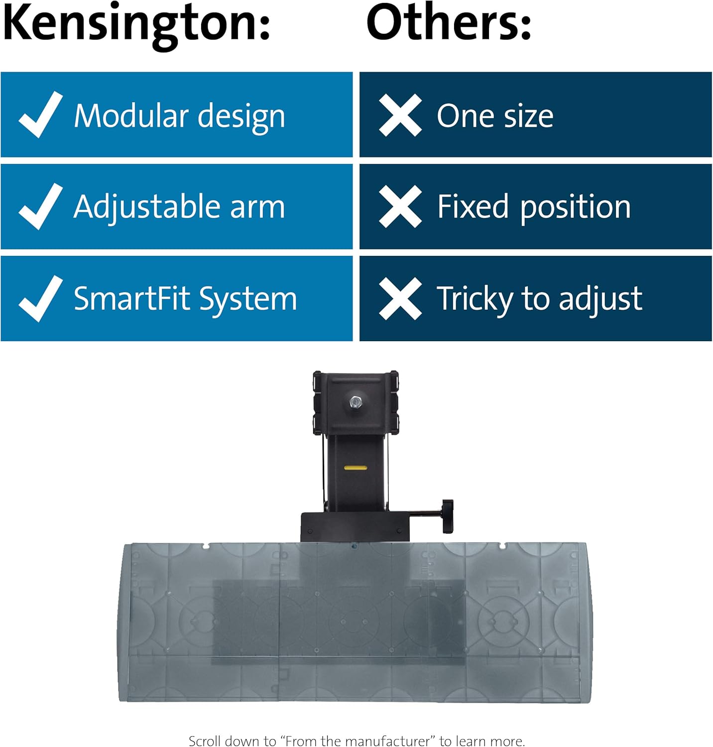 Kensington Underdesk Adjustable Keyboard Platform with Wrist Rest (K60067) : Office Products