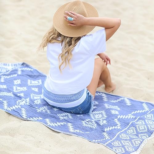 Miniatura 6 de Toalla Teotihuacán Turquía, de Bersuse. 100 % algodón, fouta peshtemal para playa, azteca navajo bohemia, telar manual de doble capa, 39 x 71
