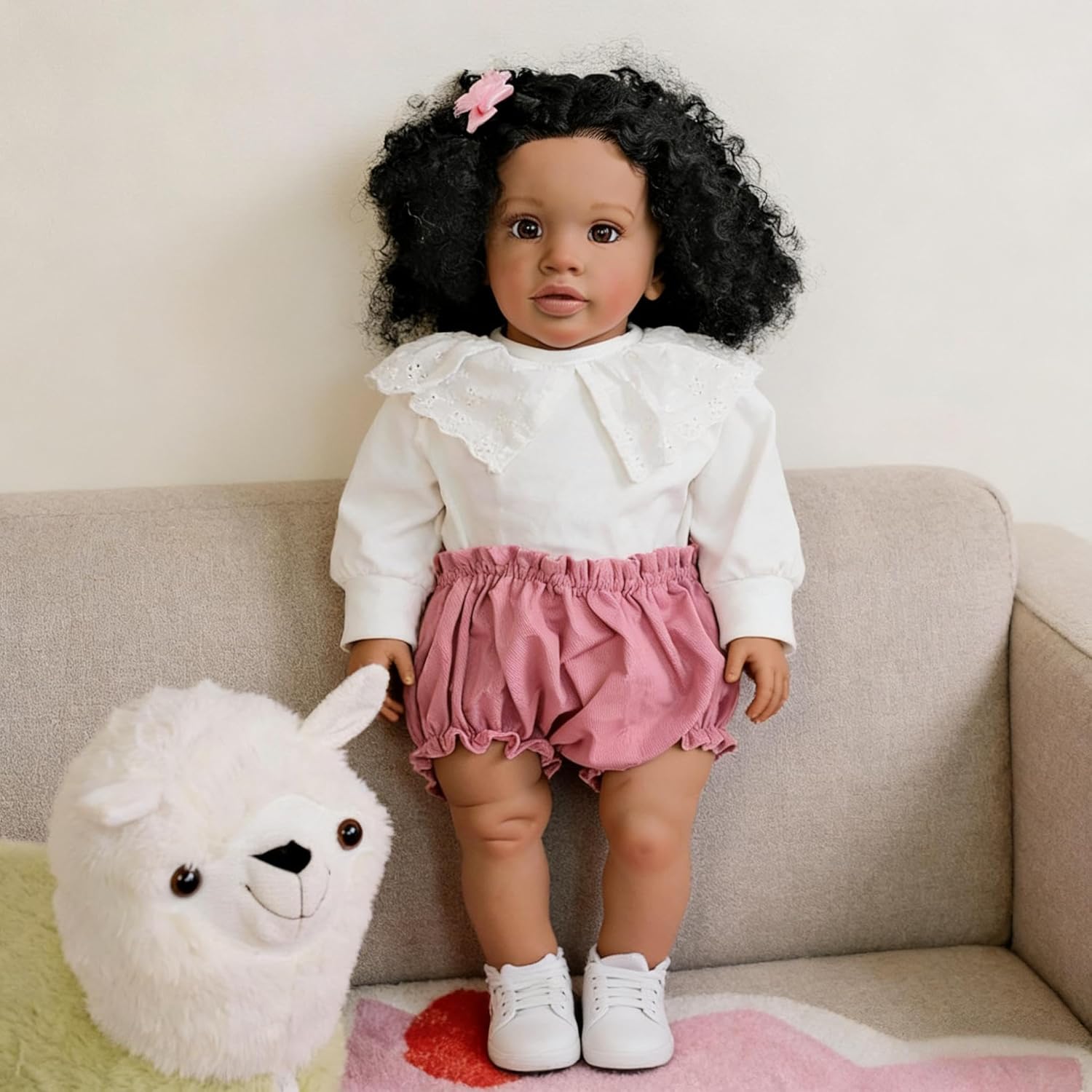 RXDOLL 26 Inch African American Reborn Baby Dolls Black Girl Realistic Reborn Toddler Doll Cloth Body Lifelike Baby Dolls That Look Real Silicone Babies Toddler Girls