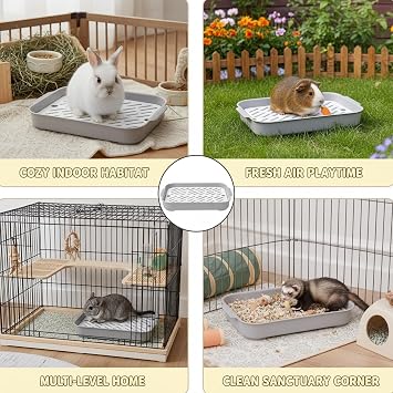 Rabbit Litter Box, Tray for Guinea Pigs and Bunnies, Toilet with Dimensions , Colour, Grey, 28 X 19 3 Cm, Small