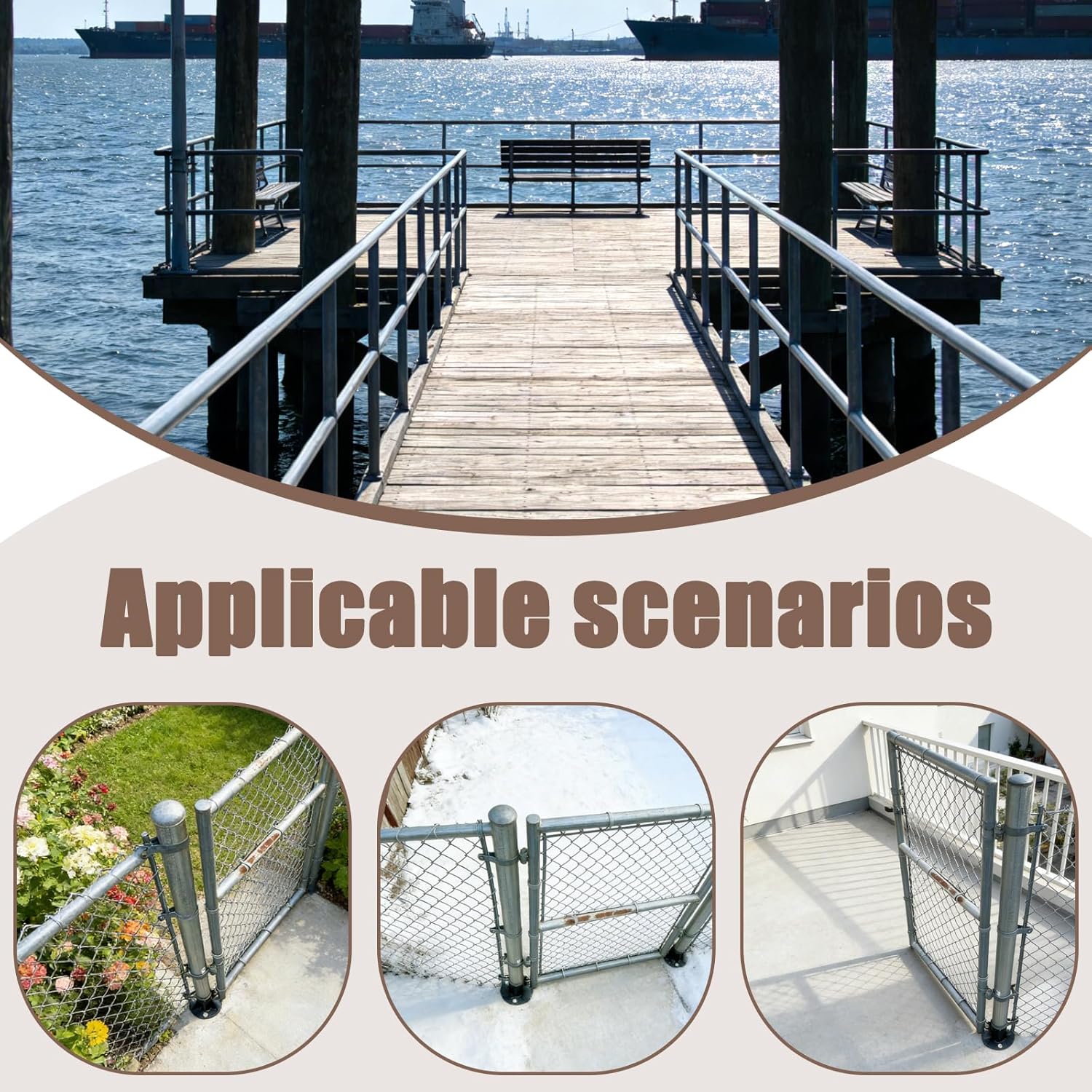 4 Pcs 1-5/8'' Chain Link Fence Pole Plange, Heavy Duty Round Fence Post Base Surface Mount