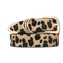 Women's Leather Belts with Gold Buckle Fashion Ladies Waist Belt