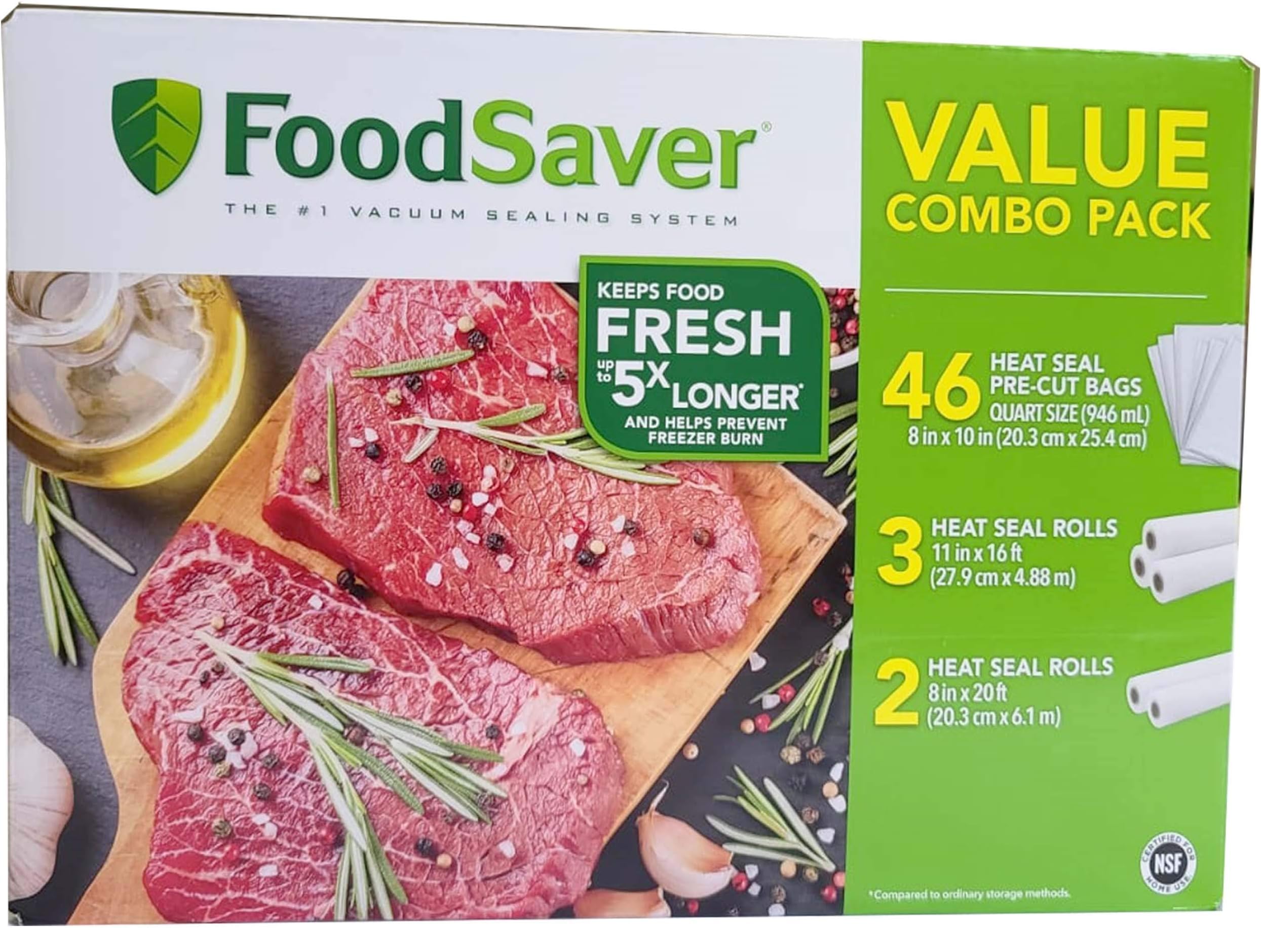 FoodSaver Vacuum Sealer Bag and Roll Combo Pack Home