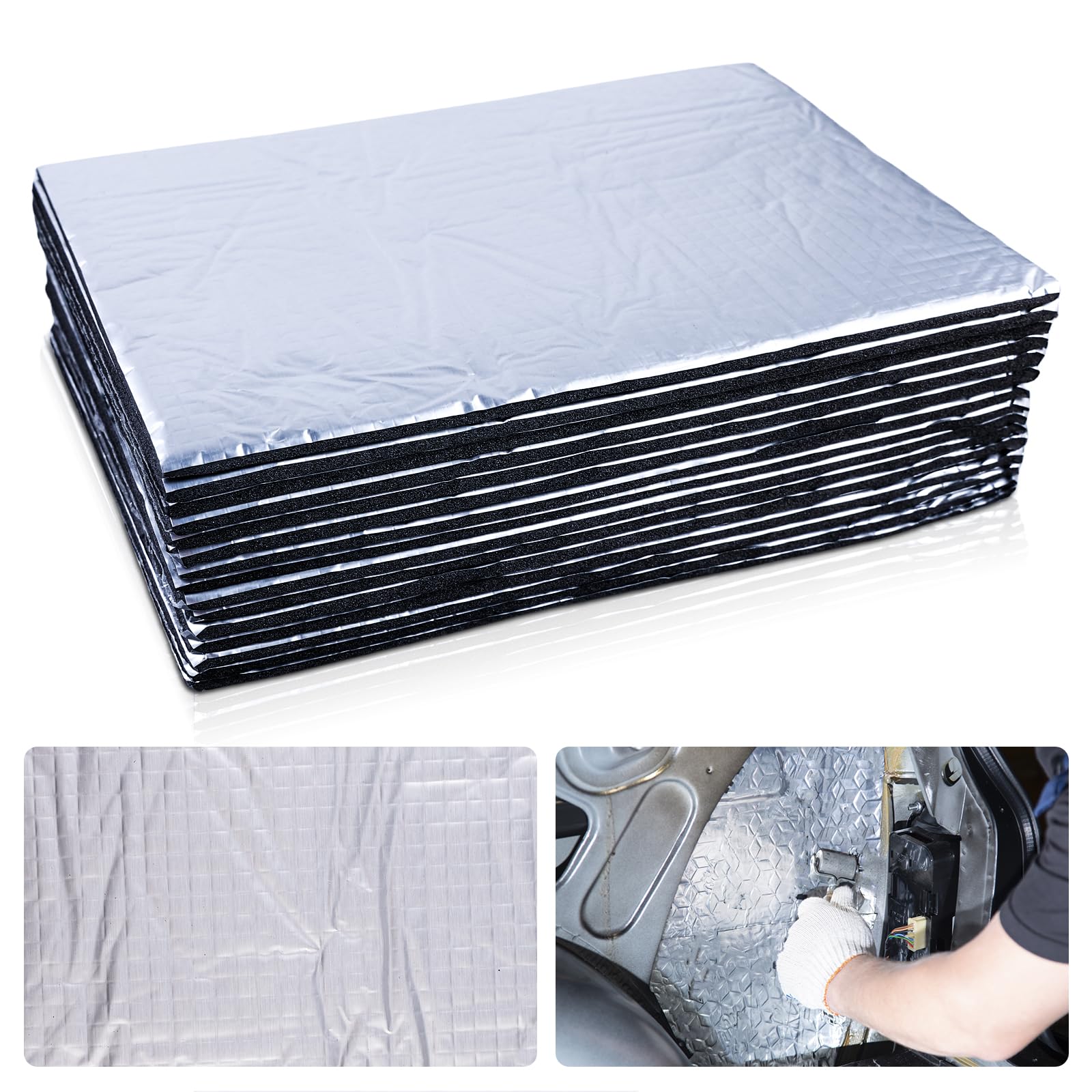 SPORWAY 15 alfombrillas aislantes: placas de aluminio de 5 mm, alfombrilla de aislamiento acústico para coche, 250 x 180 x 5 mm, autoadhesiva, aislamiento acústico y antivibración