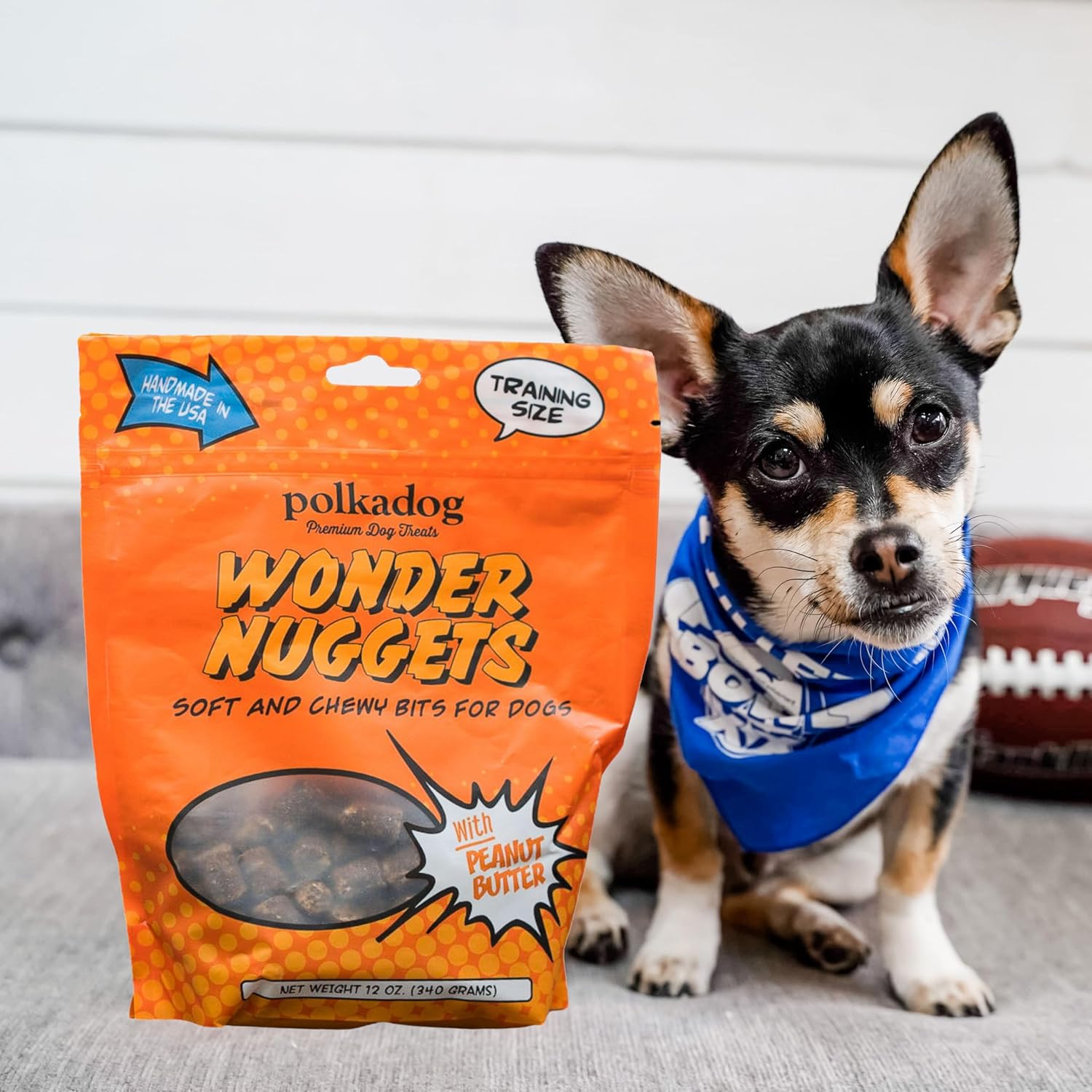 Polkadog Wonder Nuggets 3-Pack Dog Treats - Peanut Butter, Soft & Chewy, Limited Ingredient, Lean Protein & Omega-3 Rich Snacks for Dogs, Great for Training All Breeds, Made in USA - 10oz (3pk)
