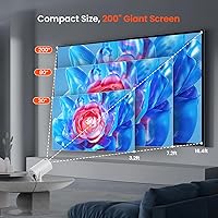 Vista 7 de Mini proyector con WiFi y Bluetooth, proyector de películas portátil con rotación de 180°, compatible con 1080P HD, corrección vertical automática