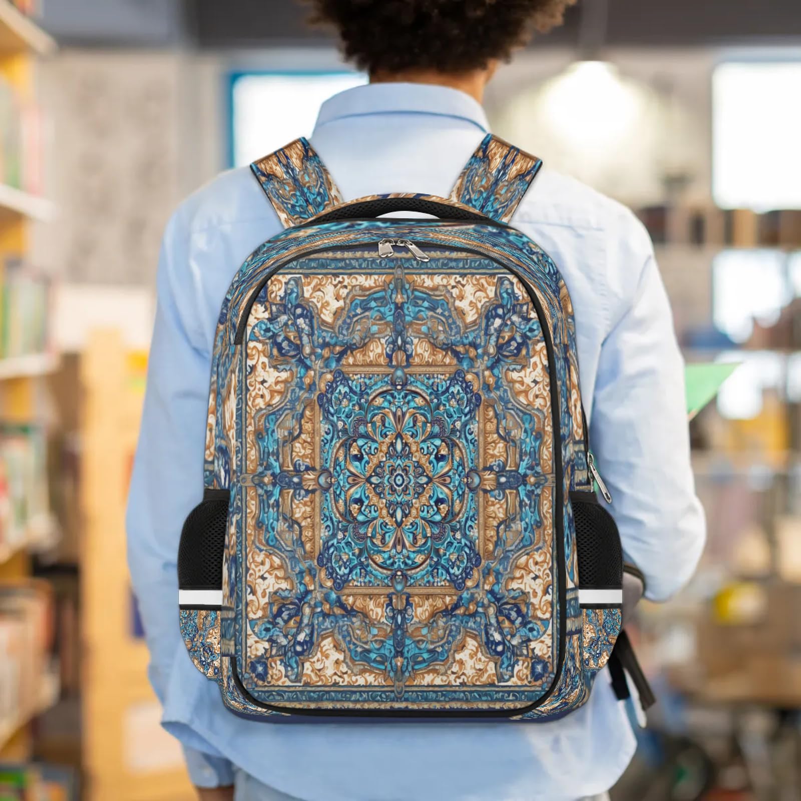Art Boho etniczny plecak wielofunkcyjny plecak o dużej pojemności plecak szkolna torba na książki plecak turystyka podróż na co dzień laptop plecak torby dla chłopców dziewcząt mężczyzn kobiet, Kolor,