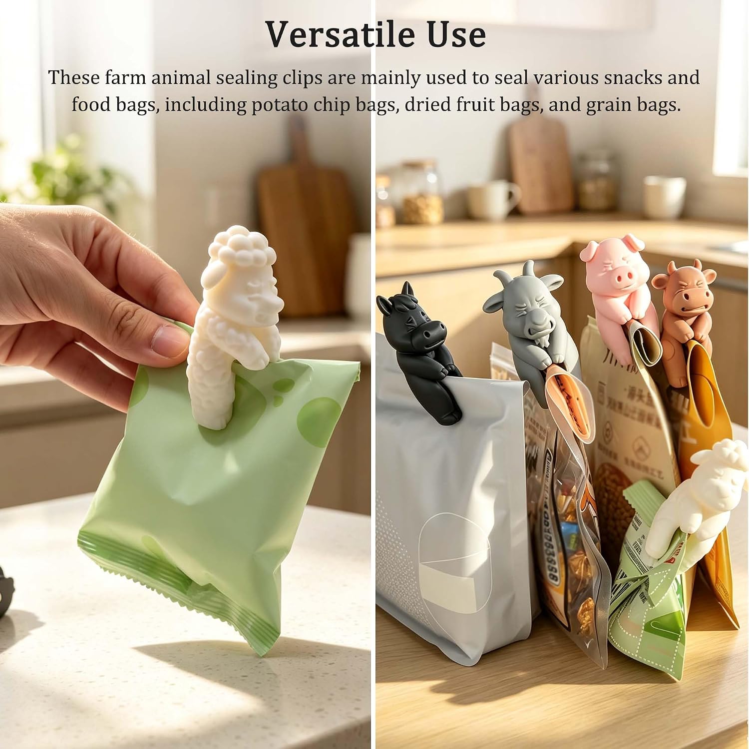 5 Pieces Farm Animal Bag Clips - Magnetic Food Sealing Clip image 2
