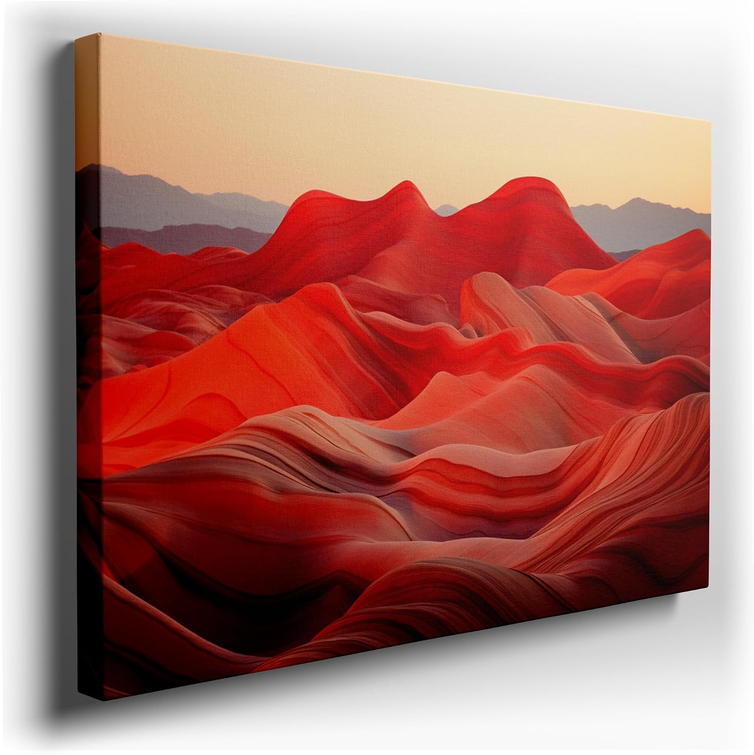 Canvas for Living room. Desert Mirage in Red A Voyage Through Abstract Hues, 27 x 18 inch Canvas Wall Art - Ready to Hang