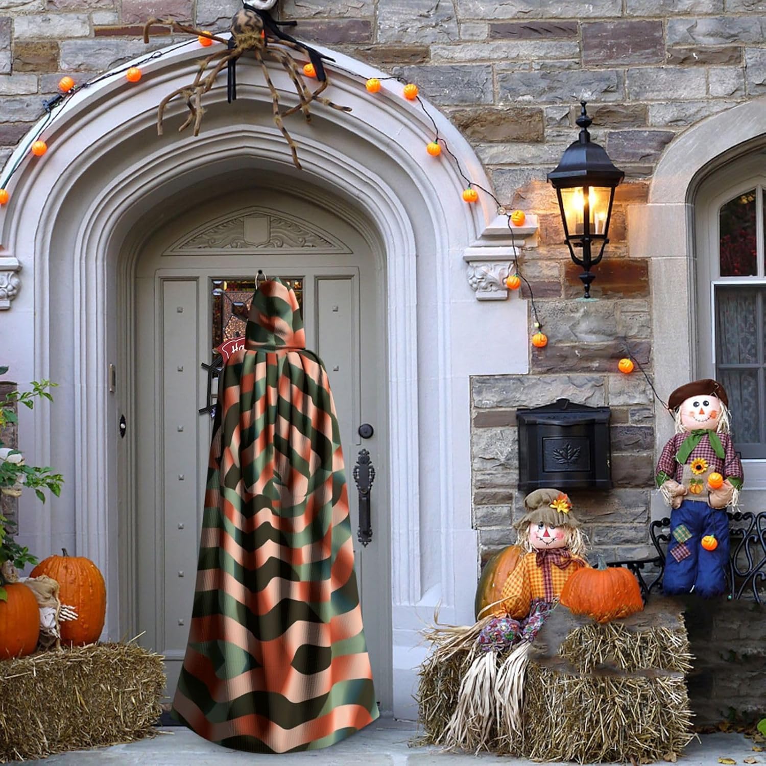 Striped psychedelic wave Unique Darkness Poncho Shawl - Customizable Wearable Blanket for Women, Perfect Halloween Costume Accessory, Knight, Akatsuki, and More