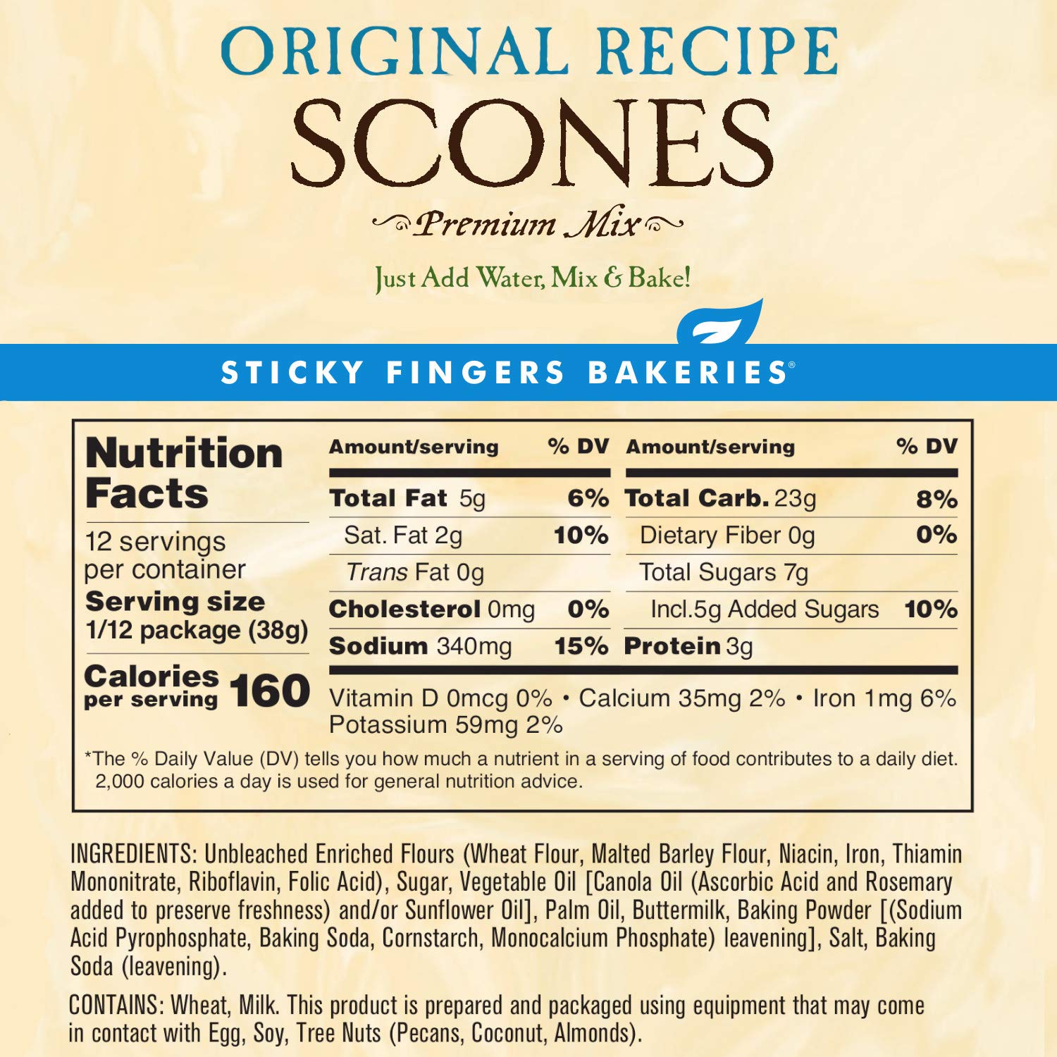 English Scone Mix, Original Flavor by Sticky Fingers Bakeries – Easy to Make English Scones Fresh Baked, Makes 12 Scones (6pk)