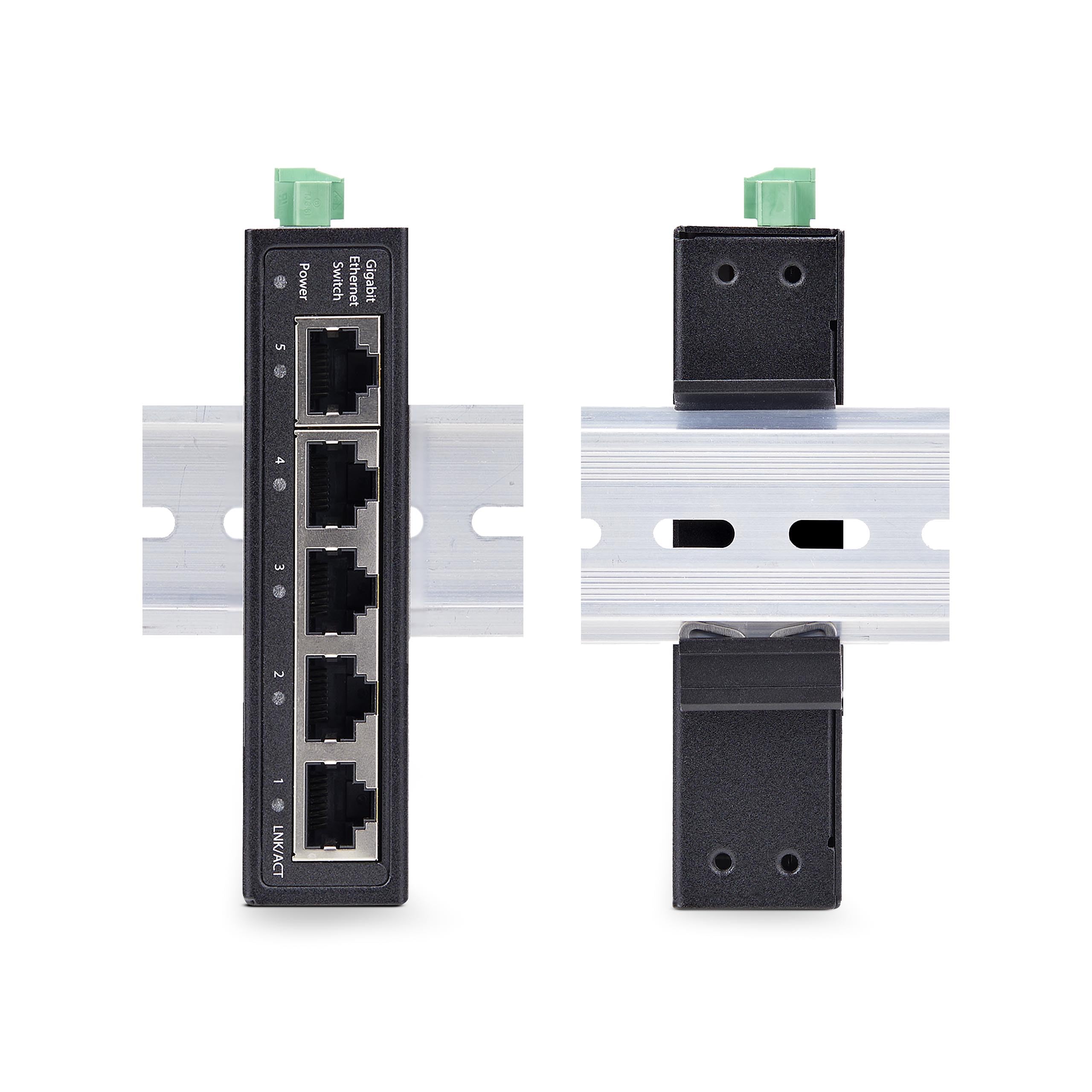 StarTech 5-Port Industrie Netzwerk Switch (I51G-ETHERNET-SWITCH) | Hutschiene und Wandmontage, Gigabit LAN, 1Gb, IP30, 9-60 VDC, lüfterlos