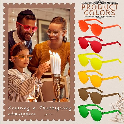 Miniatura 4 de RTBOFY 10 pares de lentes de sol redondos sin marco, gafas de sol para fiesta del día de Acción de Gracias, gafas de sol de colores, transparentes,