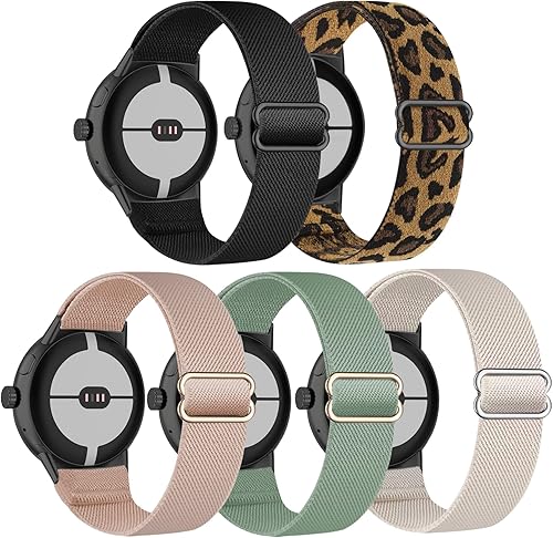 Vista 8 de Paquete de 5 correas elásticas de nailon compatibles con Google Pixel Watch 3 de 1.614 pulgadas/Google Pixel 2/Google Pixel Watch para mujeres