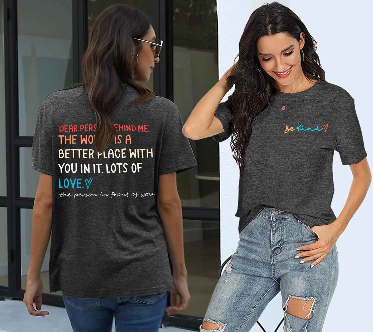 Dear Person Behind Me Shirt Be Kind Women T-Shirt The World is A Better Place with You Print Shirts Jesus Loves You Tshirt - Image 5