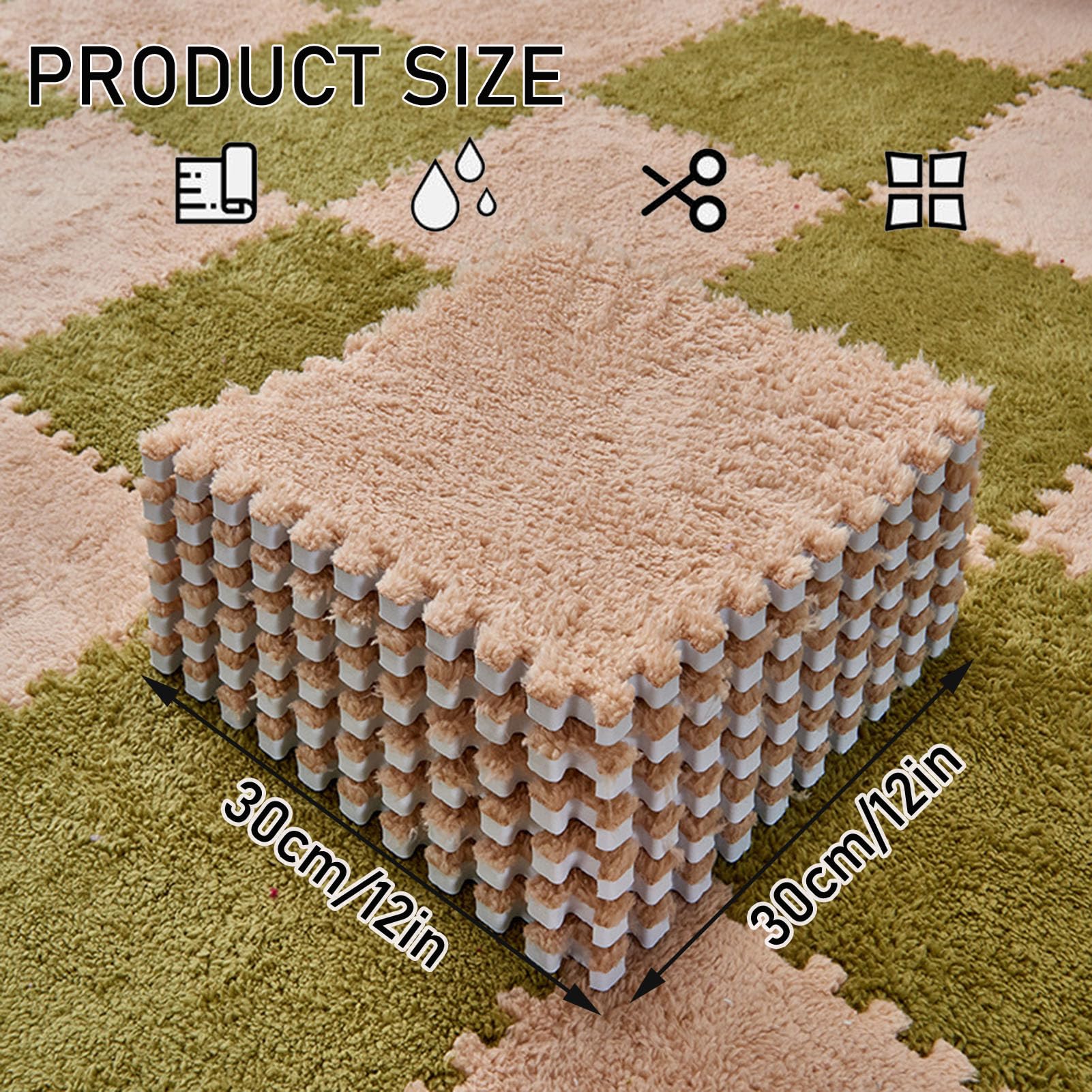 Splice Interlocking Carpet 20 Pezzi Quadrati Tappetino in Schiuma di Peluche, Tappeto Antiscivolo ad Incastro, Arredamento per la casa, Tappeto in Schiuma Antiscivolo,Gray+Light Blue
