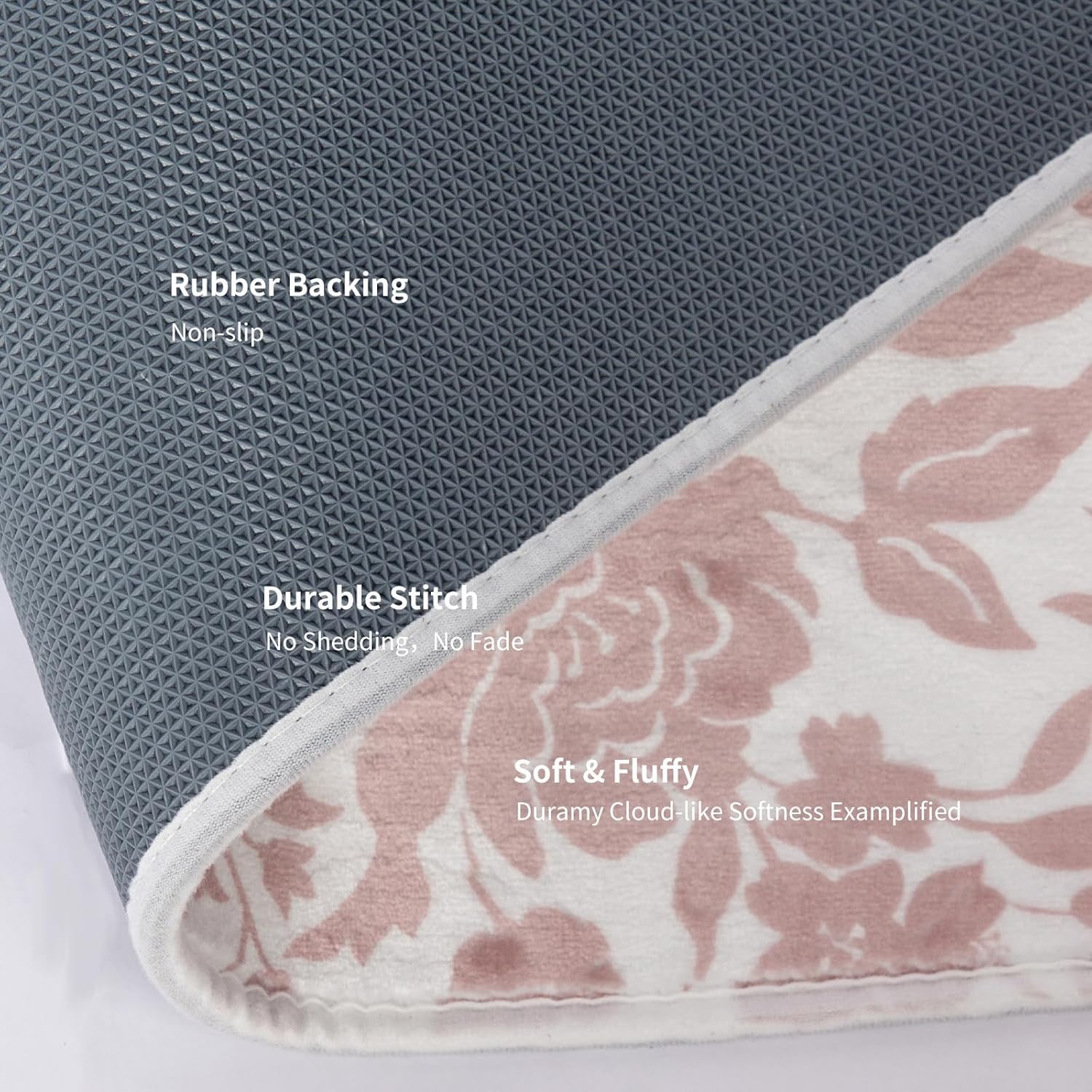 Pink Floral Mat for Bathroom Non Slip, Mauve Rose Fluffy Absorbent Microfiber Bath mat Washable, Aesthetic Bathroom Rugs, Cute Bath mat for Shower Sink, 20" x 30" - Image 5