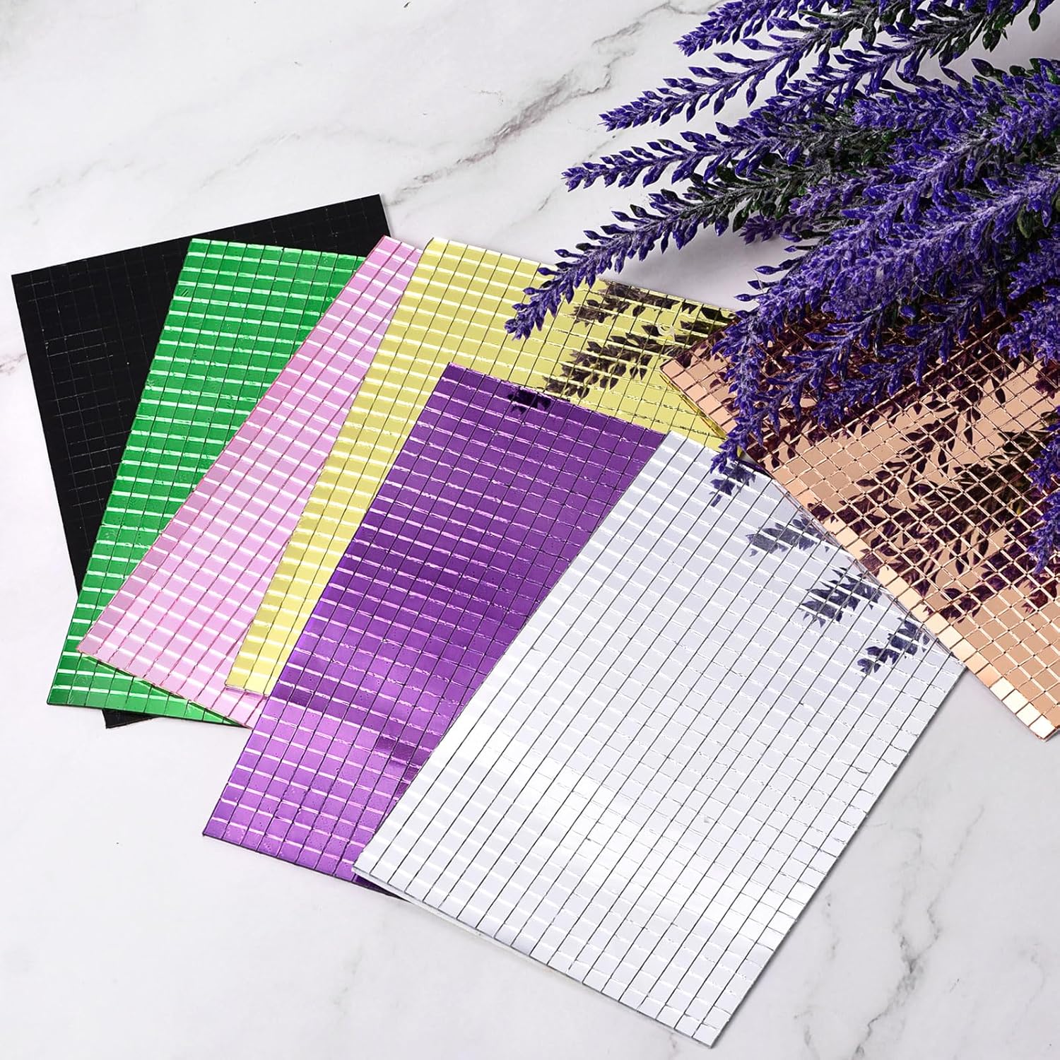 MECCANIXITY 12000 PCS Glass Mirrors Disco Ball Tiles Self-Adhesive Wine Red Mirror Mosaic Tiles 5 x 5mm for Disco Ball, DIY Craft, KTV Decoration 25 Sheet