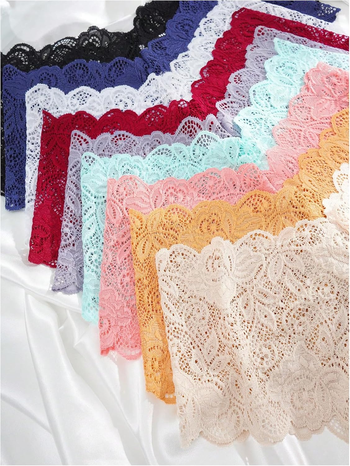 SHENHE Women's 10 pcs Pack Underwear Sexy V Waist Shorts Panties Lightweight Soft Scallop Sheer Lace Trim Underwear