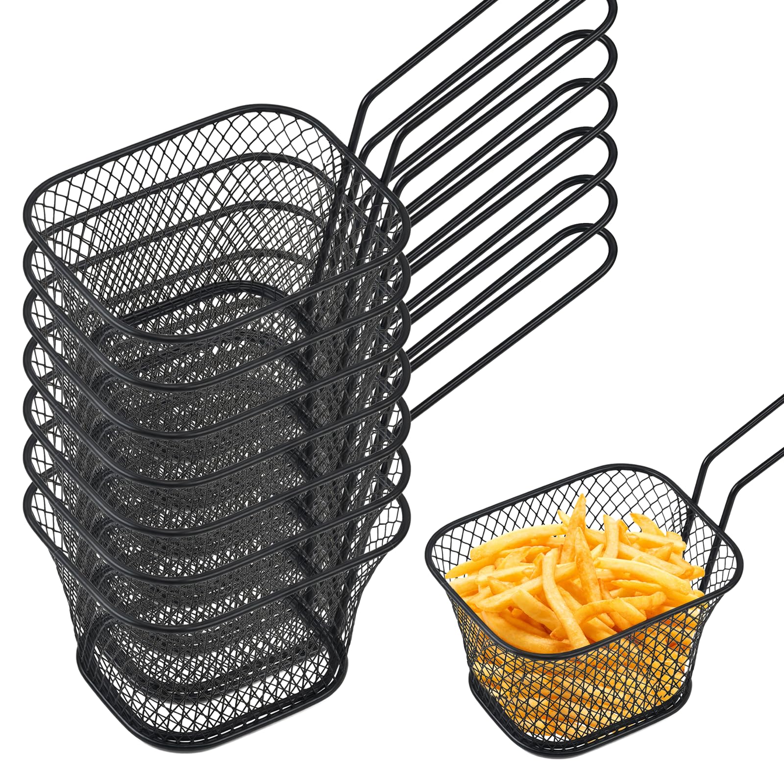 Panier à frites en acier inoxydable argenté de qualité supérieure pour friteuse - Lot de 12