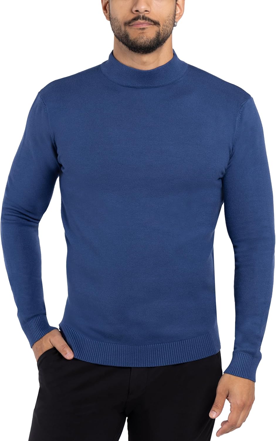 X RAY Mens Mock Neck Sweater, Soft Slim Fit Pullover Top, Basic Mock Neck Sweater for Men