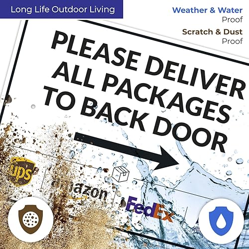 Vista 70 de Cartel de entrega del paquete, letrero de instrucciones de entrega, 10 x 7 pulgadas, aluminio 040 libre de óxido, resistente a la decoloración