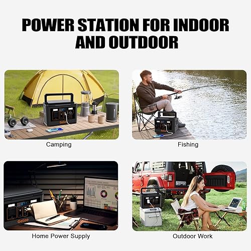 Miniatura 9 de Geloo Generador solar portátil de 500 W con salida de CA de 110 V500 W, capacidad de 135000 mAh, 499 Wh, negro