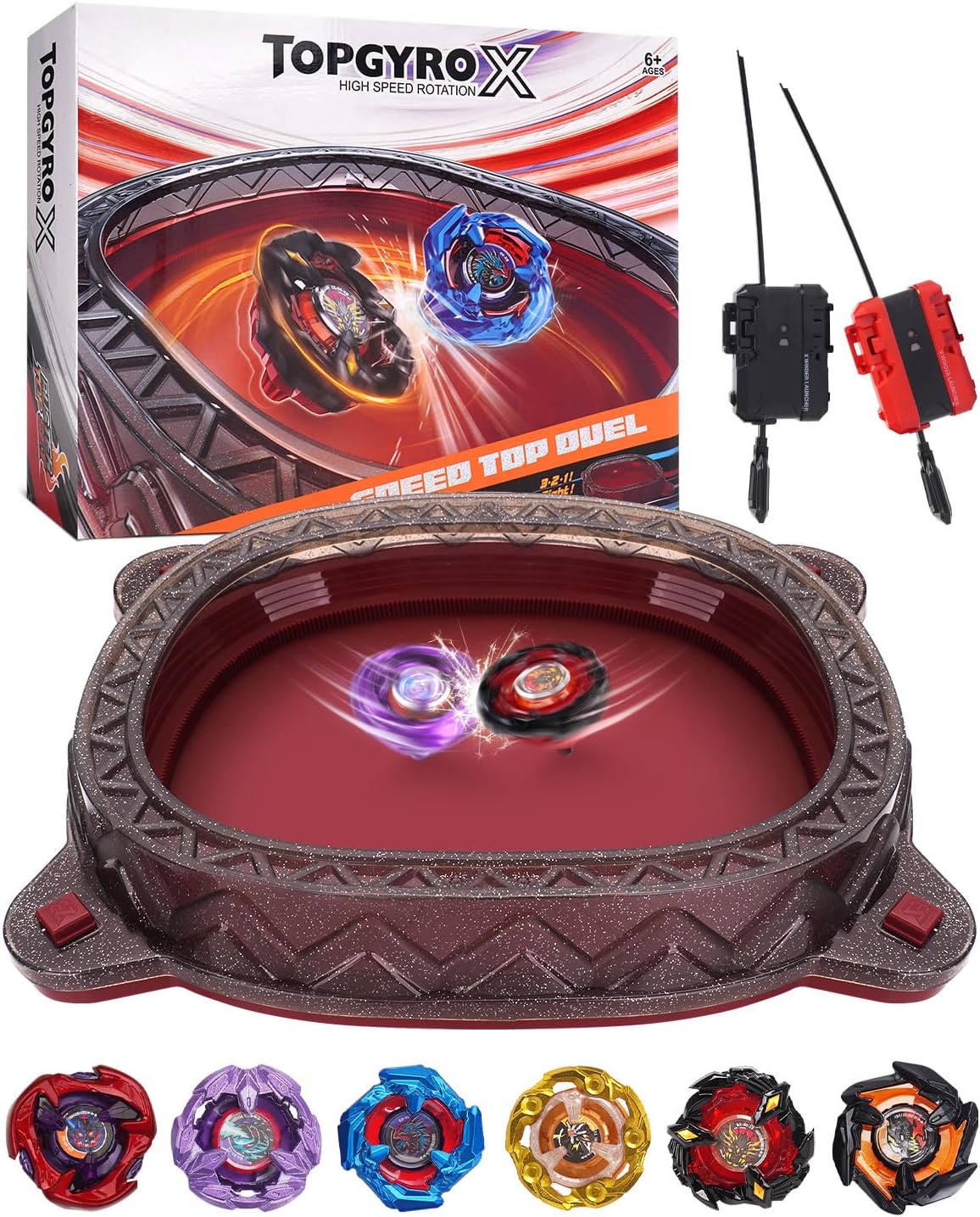 Kit de Inicio X Stadium - con 6 Tops, 2 Lanzadores y Arena para Batallas, Conjunto de Batalla de Tops Giratorios Competitivo Definitivo, Regalo para Niños, Niños y Niñas de 6 Años en Adelante