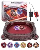BGOVTAPO X Stadium Starter Kit - with 6 X Tops, 2 Launchers & Arena for Battle, Ultimate Competitive Spin Top Battle Set, Gift for Kids, Boys, Girls Ages 6+
