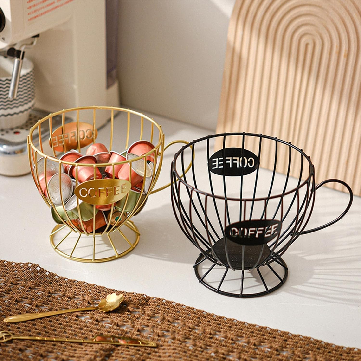 Stylish Coffee Display Shelf Holder Display Stand Portable Shelves Storage Organizer Basket Multi Purpose Cup Basket
