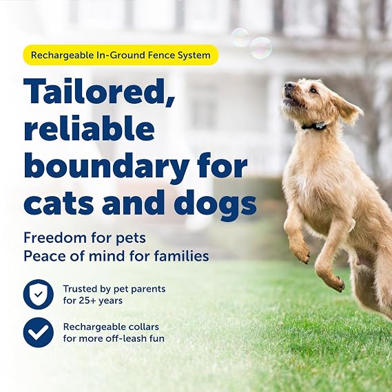 PetSafe Rechargeable In-Ground Pet Fence for Dogs and Cats Over 5lb - from the Parent Company of Invisible Fence Brand - Waterproof Collar with Tone and Static Correction