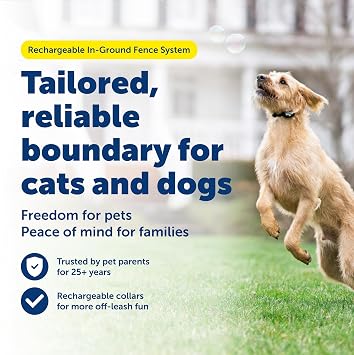 PetSafe Rechargeable In-Ground Pet Fence for Dogs and Cats Over 5lb - from the Parent Company of Invisible Fence Brand - Waterproof Collar with Tone and Static Correction