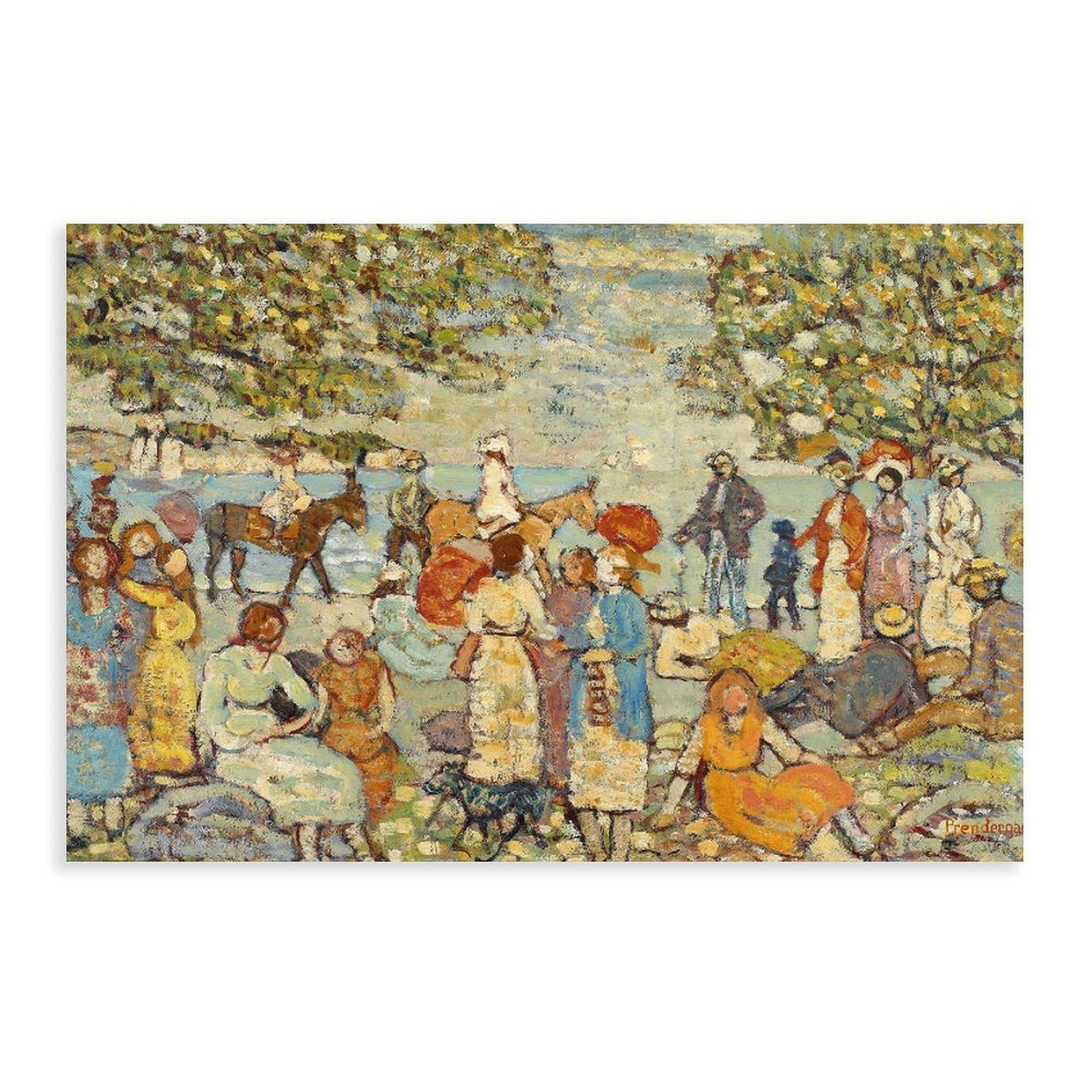 DFJyjFGJJ Maurice Prendergast,Beach Scene with Donkeys Canvas Poster Bedroom Sports Landscape Office Room Decor Gift 24" L X 36" W