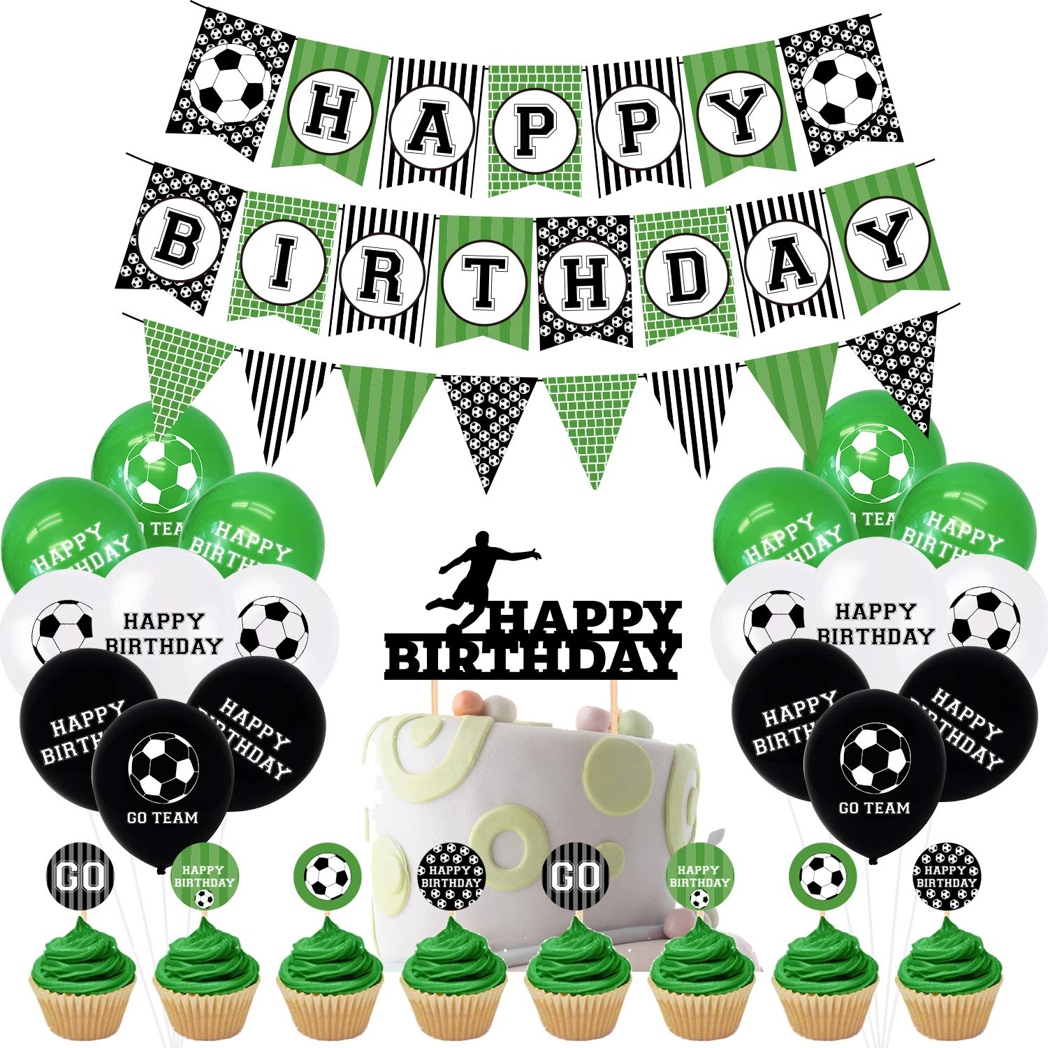 Soccer Birthday Party Decorations Birthday Party Supplies Soccer Party Decorations Soccer Birthday Decorations for Boys - Happy Birthday Banner Latex Balloons for Kids Boy Girl Birthday Party Supplies