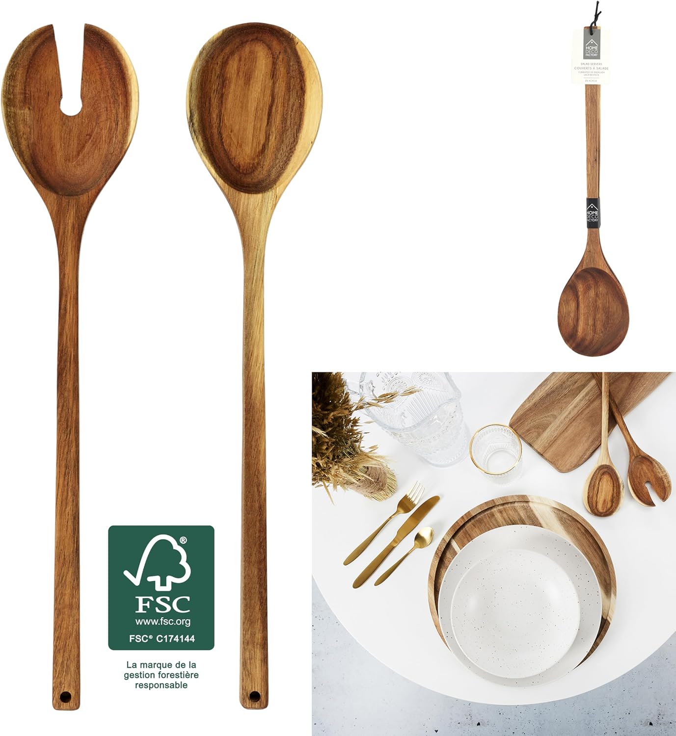 Set of 2 Cubiertos Servers Acacia