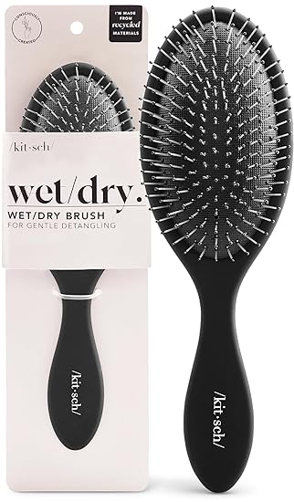Kitsch Recycled Plastic Wet/Dry Hair Brush, Detangling Tool for Curly