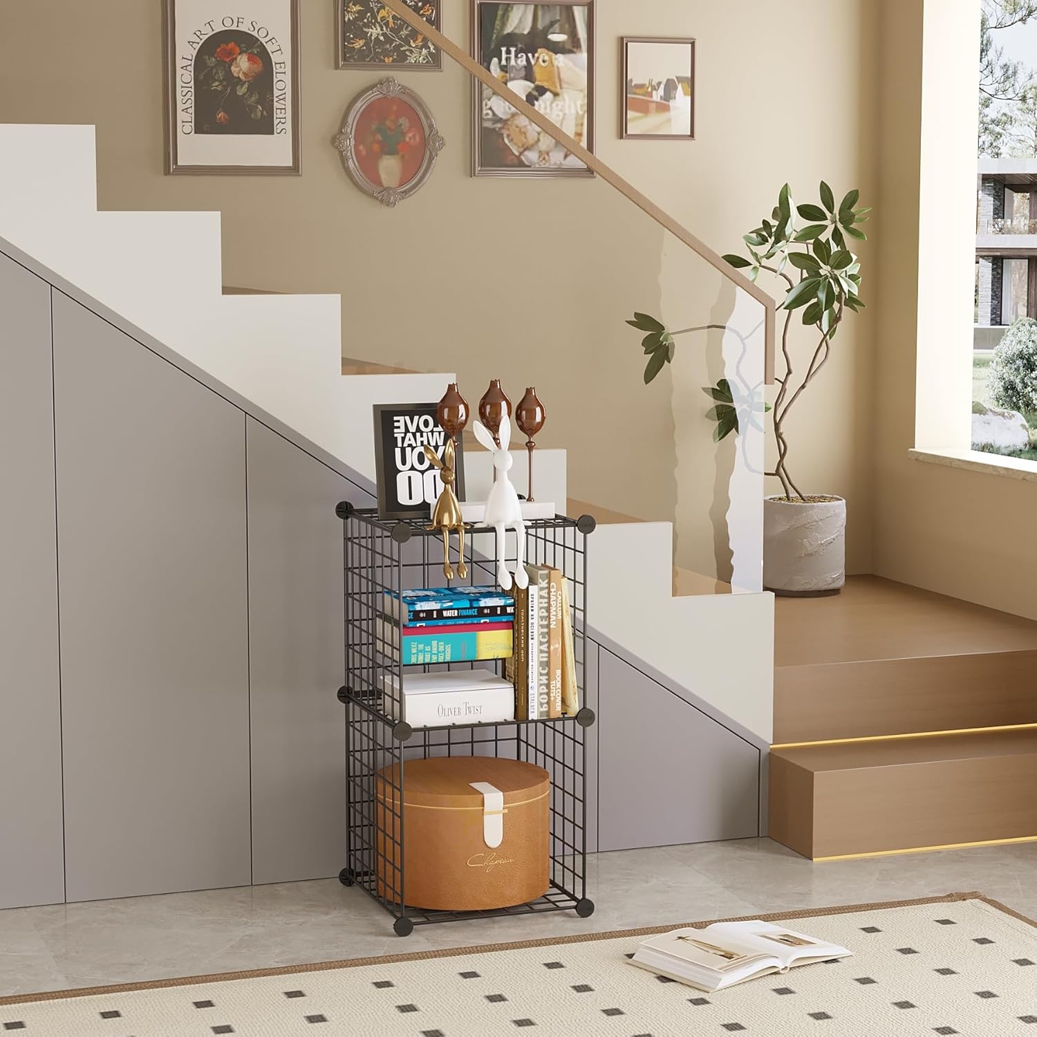 C&AHOME Wire Cube Storage, 2-Cube Storage Organizer Metal, C Grids Storage Bins Shelving, Modular Bookshelf Shelf, Closet Cabinet Ideal for Bedroom, Office 12.4”L x 12.4”W 24.8”H Black UWCS3002B