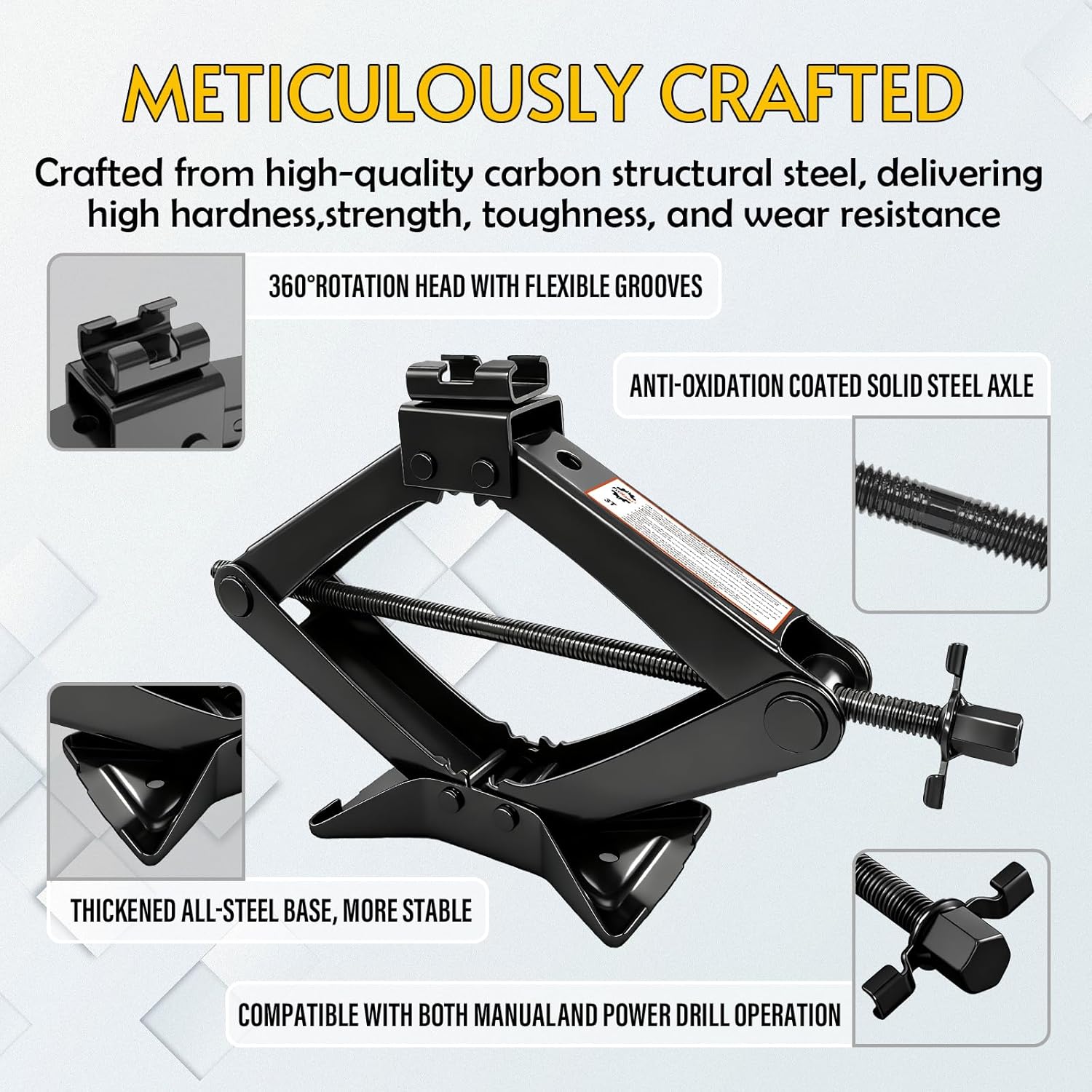 Car Jack, Scissor Jack, Car Jack Kit 3 Ton (6614 lbs), Emergency Tire Kit with Lug Wrench,Suitable for Sedan, Coupe, SUV, MPV and Most Vehicle