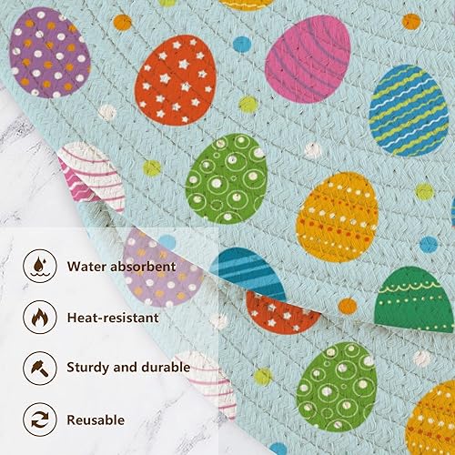 Miniatura 3 de 3 piezas de salvamanteles extra grandes para platos calientes de 15 pulgadas de hilo de algodón tejido soporte para platos para tetera, cámper,