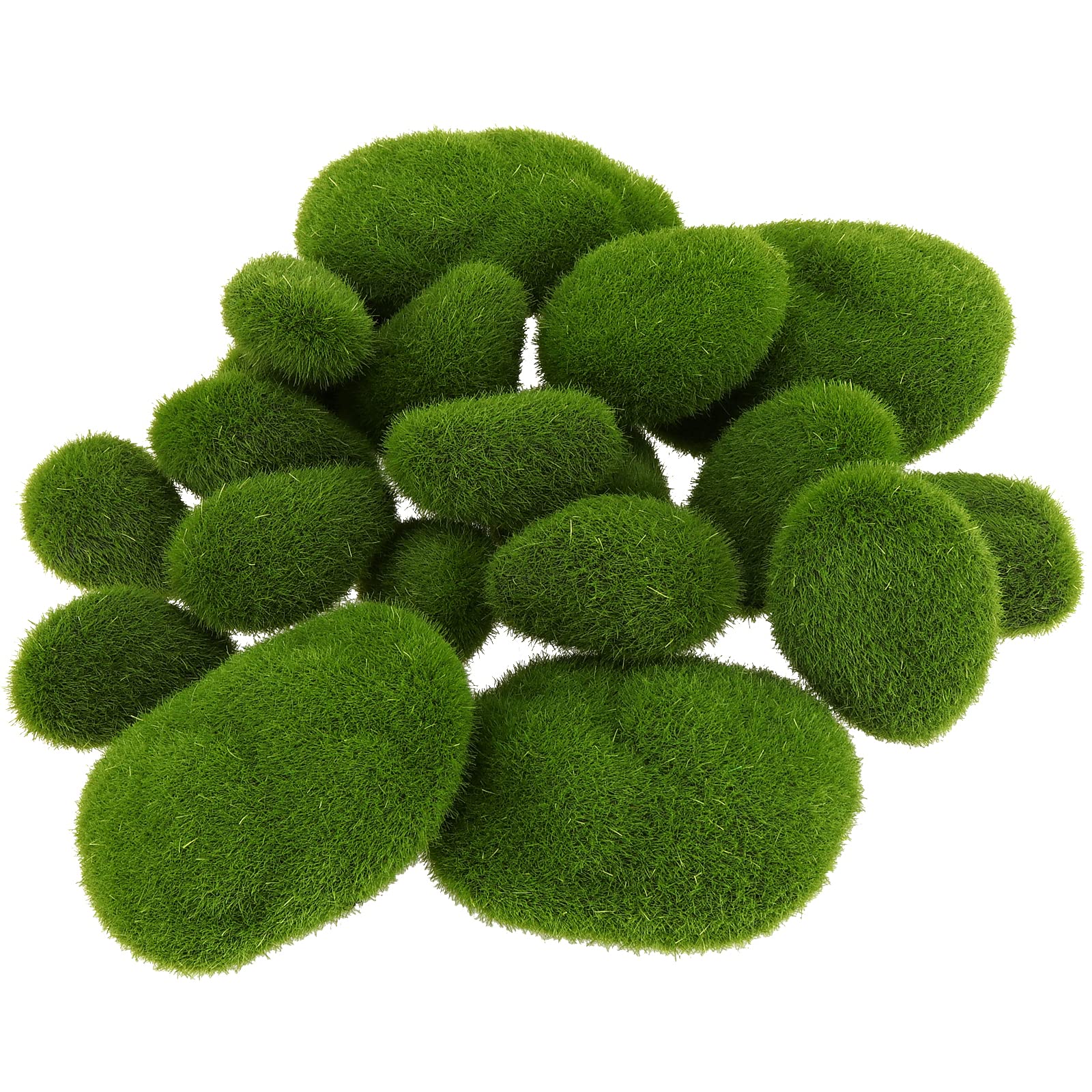 JEUIHAU 60 PCS 6 Sizes Artificial Moss Rocks, Decorative Moss Stones, Green Moss Covered Stones Fake Moss Covered Rocks for Floral Arrangements, Gardening, Craft