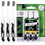 Lingito Folding Toothbrush, Built-in Cover, Travel Size for Hiking, Camping, Traveling, Collapsible Toothbrush Kit (3 Pack Soft-Charcoal)