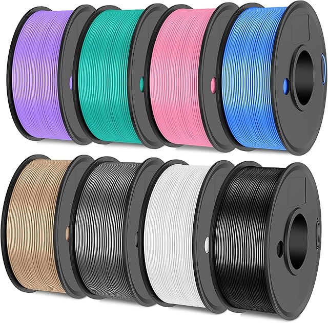 SUNLU 3D Printer Filament Bundle, SUNLU PLA Plus Filament 1.75mm, Neatly Wound PLA+ Filament 2kg, 8 Colors, 0.25kg Spool, 8 Packs, Black+White+Grey+Burlywood+Purple+Bluegrey+GrassGreen+Pink