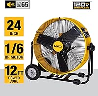 Vista 2 de DEWALT DXF2490 Ventilador de alta velocidad, ventiladores de suelo, ventilador industrial giratorio de metal eléctrico grande de 24 pulgadas