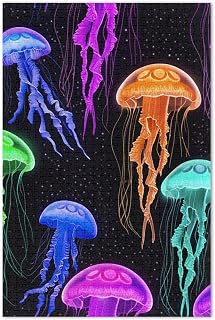 Colorful Bright Jellyfish Purple 500 Pieces Jigsaw Puzzles for Adults Fun Silly Winter Scene Puzzle Fine Art Painting, 20.5x14.9 Inch
