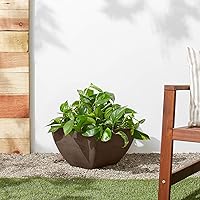 Vista 5 de PSW Pot Collection 12x6 inch Plastic/Stone/Wood Composite Square Planter – No Drainage Hole (Drillable), Modern Indoor/Outer Pot for Flowers
