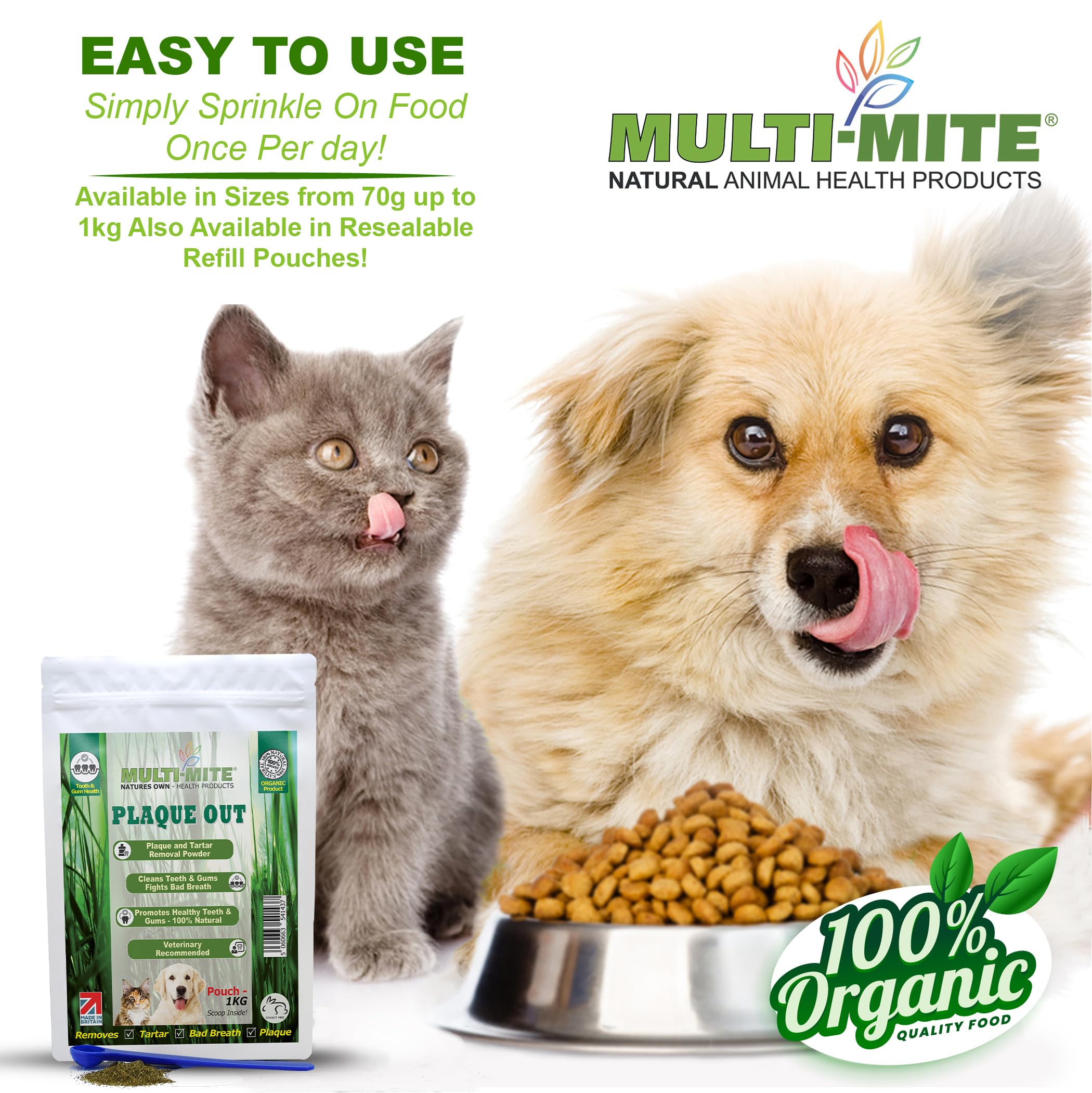 PLAQUE OUT 1kg Pouch, Plaque Off Remover, 100% Natural and Organic Seaweed Powder for Dogs & Cats, Dog Teeth Cleaning - Image 4