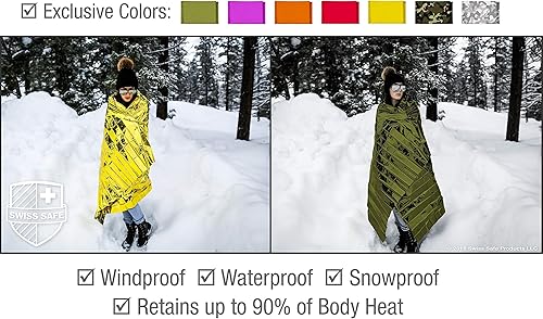 Miniatura 5 de Mantas térmicas de mylar para emergencias, 4 unidades; incluye una manta dorada diseñada para la NASA; perfectas para exteriores, para hacer Verde