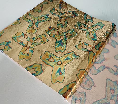 JINRUISI Hoja de lámina dorada abigarrada, 50 hojas, folleto colorido de imitación de hojas doradas doradas, arte decorativo (3 hojas de flores G)