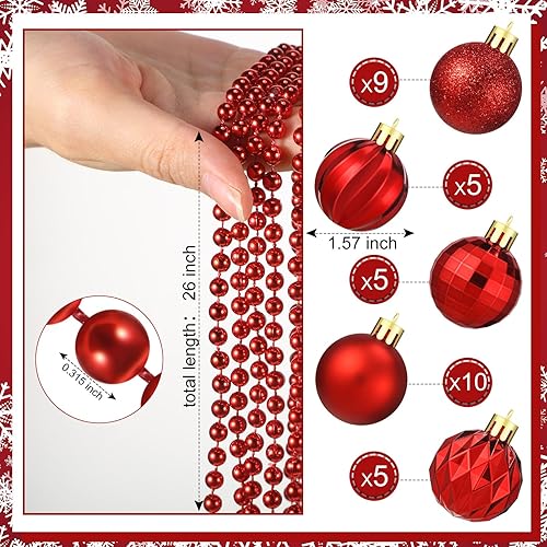 Miniatura 2 de 34 esferas decorativas de Navidad con cuentas de 26 pies, decoraciones para árbol de Navidad, bolas colgantes pequeñas y decoraciones de cuentas