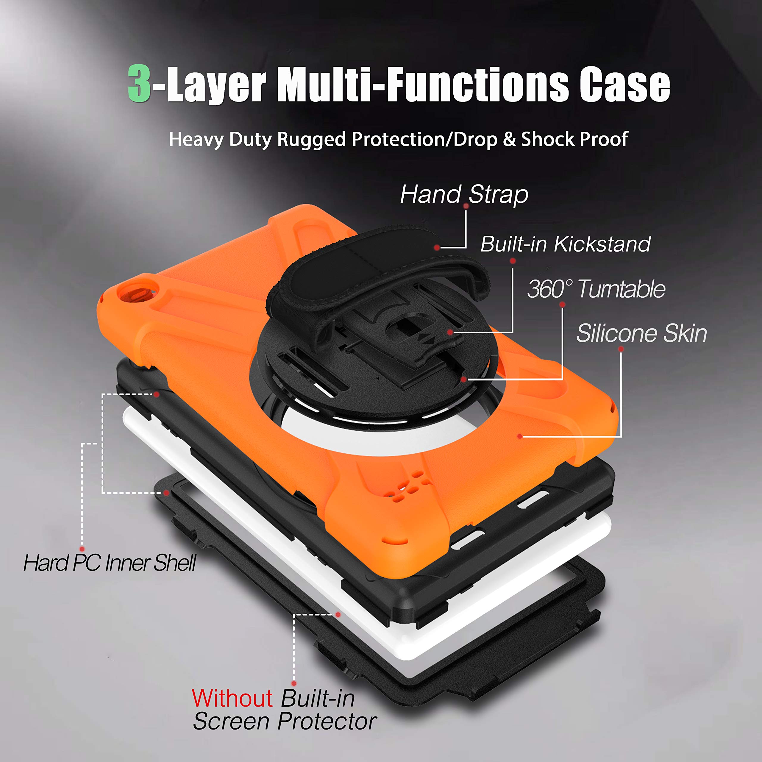 Custodia Ibrida Protettiva Per Fire 7 (9ª Gen, 2019) - Cover In Silicone E PC Con Bumper Antiurto E Cavalletto, Rosso